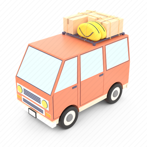 Summer, travel car, travelling car, car with luggage, camper car, transport, vehicle 3D illustration - Download on Iconfinder