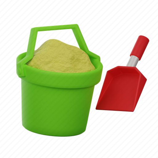 Bucket, sand, punch, beach, summer, sea, holiday 3D illustration - Download on Iconfinder