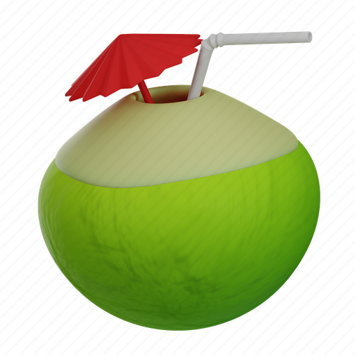 Coconut, fruit, healthy, fresh, tropical, vegetable, summer 3D illustration - Download on Iconfinder