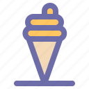 cone, cream, ice, summer, waffle