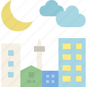 city, moon, night, sky, space, time, weather