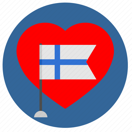 Finland, heart, romantic, round, suomi, material icon - Download on Iconfinder