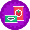 canned tomatoes, canned fish, supermarket, processed food, tomato paste