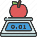 apple, weighing, grocery, store, weight, fruit