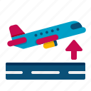 departure, airplane, flight, transportation