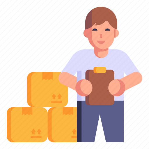 Cargo worker, logistics worker, cargo manager, inventory, parcels icon - Download on Iconfinder