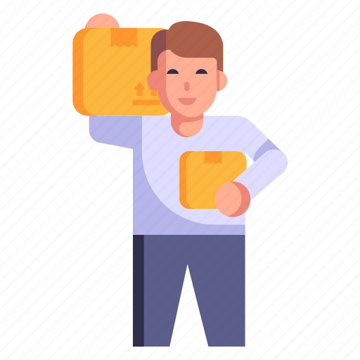 Delivery boy, cargo service, parcels, heavy load, delivery man icon - Download on Iconfinder