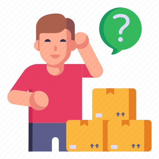 Parcels, cargo, logistics question, query, cargo worker icon - Download on Iconfinder