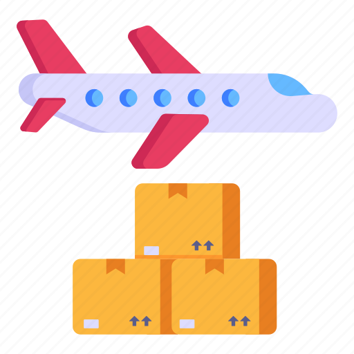 Cargo flight, air freight, airplane, international delivery, export goods icon - Download on Iconfinder