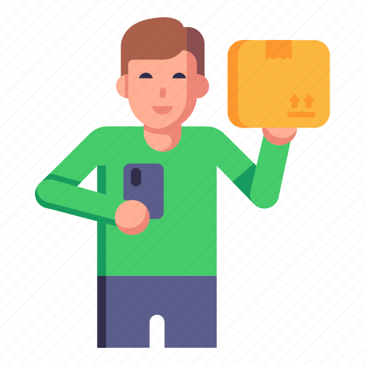 Package, delivery man, delivery boy, logistics worker, carrying parcel icon - Download on Iconfinder
