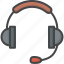 filled, headphone, outline, service, support 