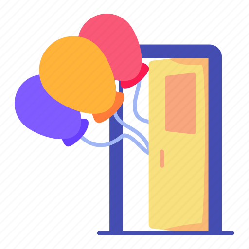 Door, surprise, happy, ballon, air icon - Download on Iconfinder