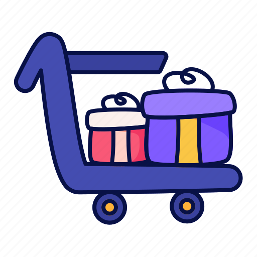 Trolley, cart, gift, wrapping, happy, celebrate icon - Download on Iconfinder