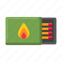 matches, fire starter, flame, fire, matchbox