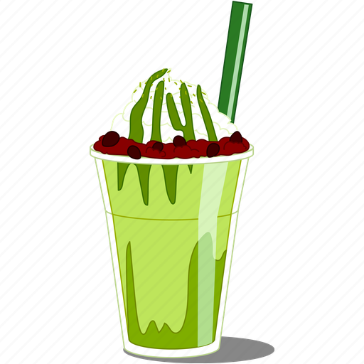 Matcha, frappe, beverage, green tea, red bean, sweet, dessert icon - Download on Iconfinder