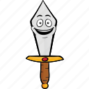 cartoon, dagger, emoji, knife, smiley, sword 