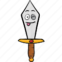 cartoon, dagger, emoji, knife, smiley, sword