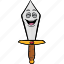 cartoon, dagger, emoji, knife, smiley, sword 