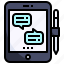conversation, chat, bubble, communication, taplet, pen, tablet 