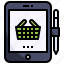 online, shopping, application, tablet, store, basket 