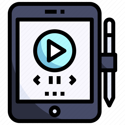 Video, player, movie, multimedia, taplet, pen, tablet icon - Download on Iconfinder