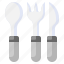 cutlery, fork, spoon, camping, metal 