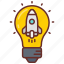 idea, concept, bulb, rocket, innovation, opinion, plan 