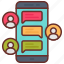 communication, device, mobile, phone, chat, group, discussion, chitchat 