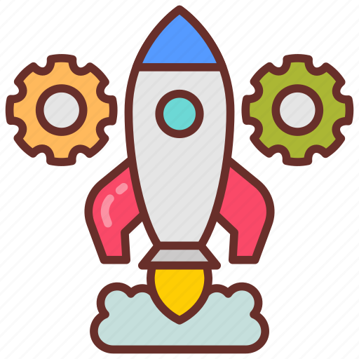 Launch, optimization, rocket, gears, planning, innovation, new icon - Download on Iconfinder