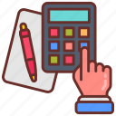 accounting, mathematics, calculator, pen, hand, paper, business, accounts