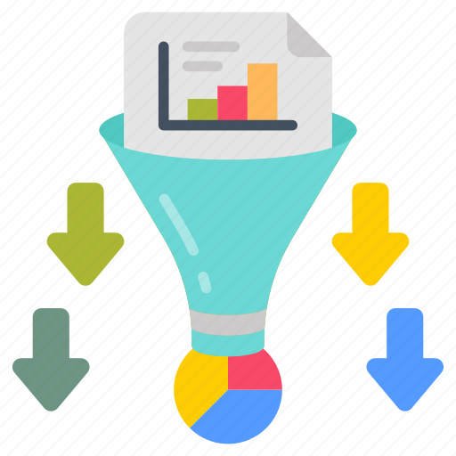 Data, filtering, screening, digital, funnel, arrows, down icon - Download on Iconfinder