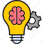 creative, thinking, head, idea, light, bulb, solution 