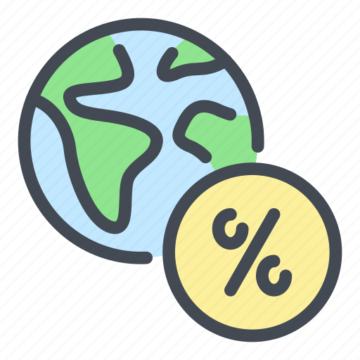 Fee, loan, tax, percentage, globe, planet icon - Download on Iconfinder