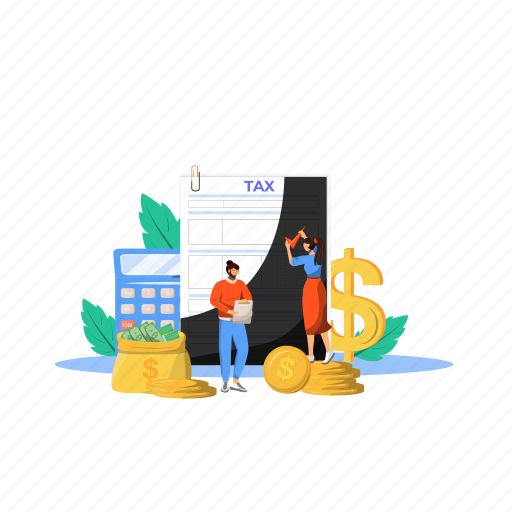 Tax, cash, document, utility, people illustration - Download on Iconfinder