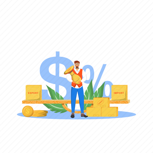 Man, taxation, taxpayer, import, export illustration - Download on Iconfinder
