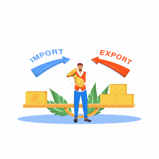 Man, stamp, import, export, taxes illustration - Download on Iconfinder