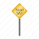 cab, car, parking, taxi, traffic sign, transport, travel
