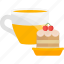cake, glass, sweet, tea 