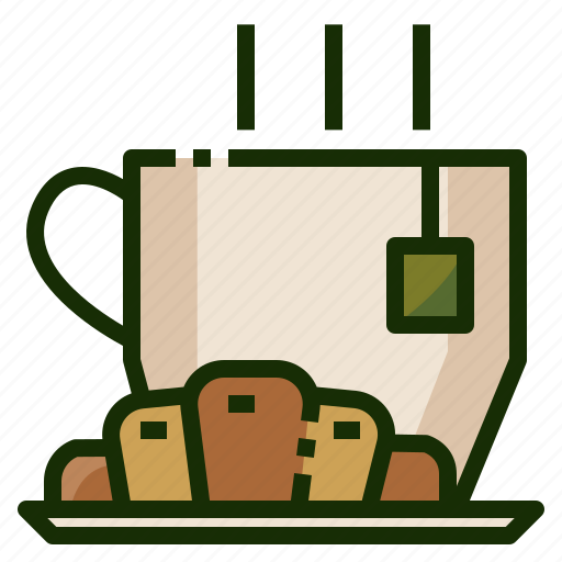 Croissant, tea, cup, hot, drink, beverage, baking icon - Download on Iconfinder