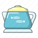 breakfast, cartoon, glass, kettle, logo, object, tea