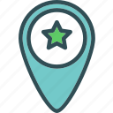map, pin, point, star