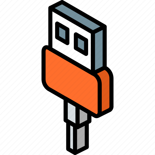 Connection, iso, isometric, tech, technology, usb icon - Download on Iconfinder