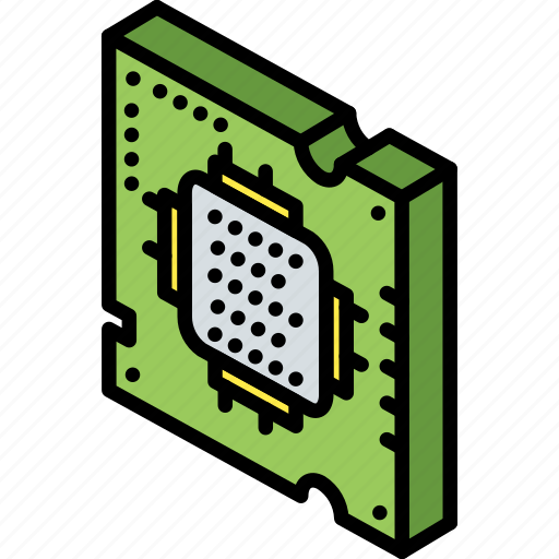 Chip, computer, iso, isometric, tech, technology icon - Download on Iconfinder