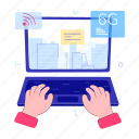 6g technology, smart technology, laptop internet, 6g network, 6g connection 