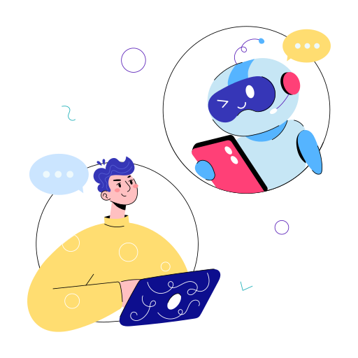 Robot assistant, robot chat, robot conversation, robot communication, virtual assistant illustration - Download on Iconfinder