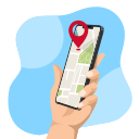 application, cartography, check, direction, internet, location, mobile