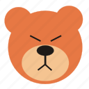 angry, bear, cartoon, expression, funny, teddy, emoticon, emoji