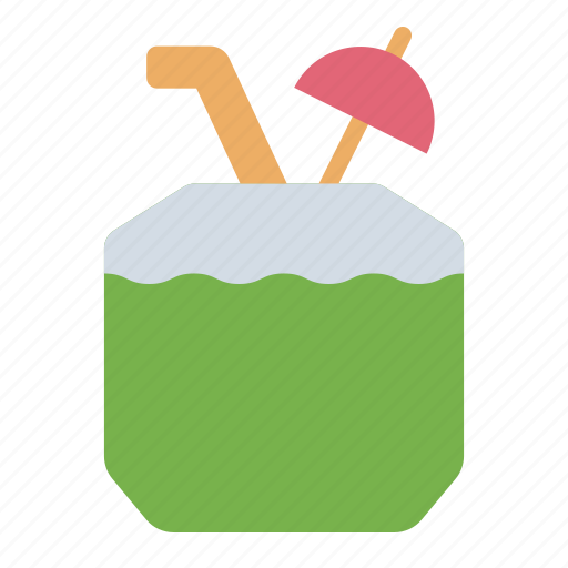 Coconut, tropical, beverage, fruit, summer, straw, fresh icon - Download on Iconfinder
