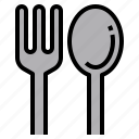 cutlery, fork, spoon, dinner