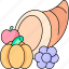 thanksgiving, cornucopia, vegetable, leaf, turkey, food, fruit, autumn 